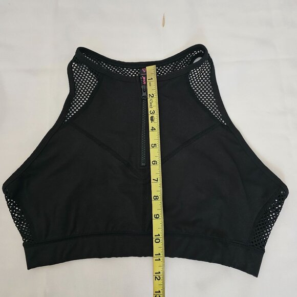 Betsey Johnson Performance Women's Black Zip Front Mesh Yoga Sports Bra Large - Picture 9 of 15